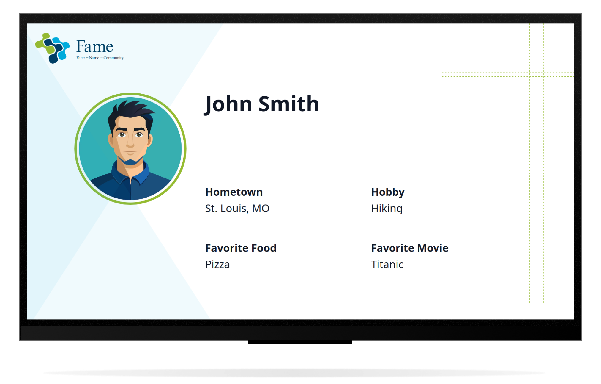 Example of Photo and Name displayed on TV